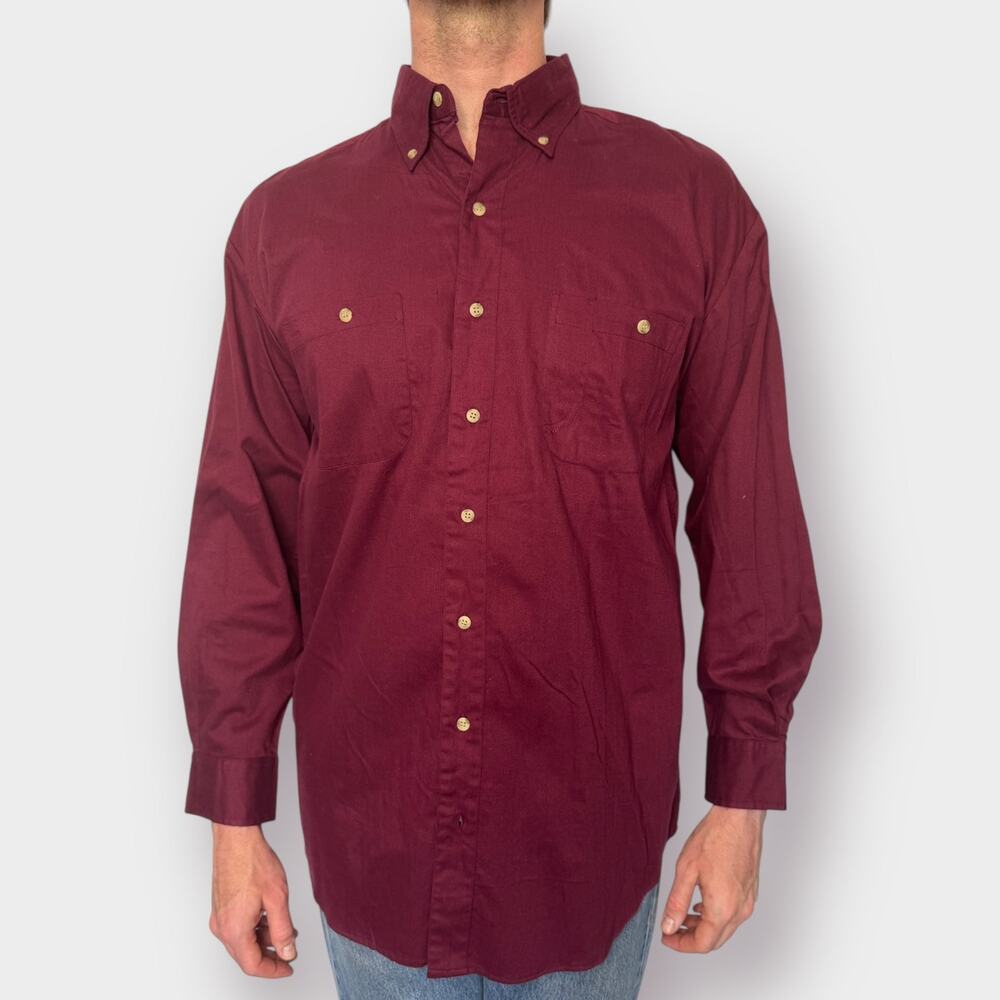 Y2k Basic Utilities Maroon Button Down - image 4